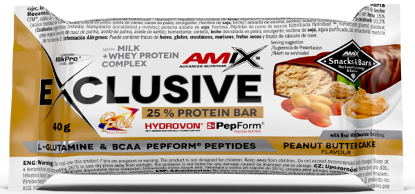 Proteinová tyčinka Amix Exclusive 40g dort s arašídovým máslem